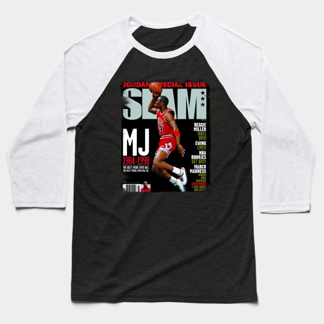 MJ SLAM MAGAZINE Baseball T-Shirt by Buff Geeks Art